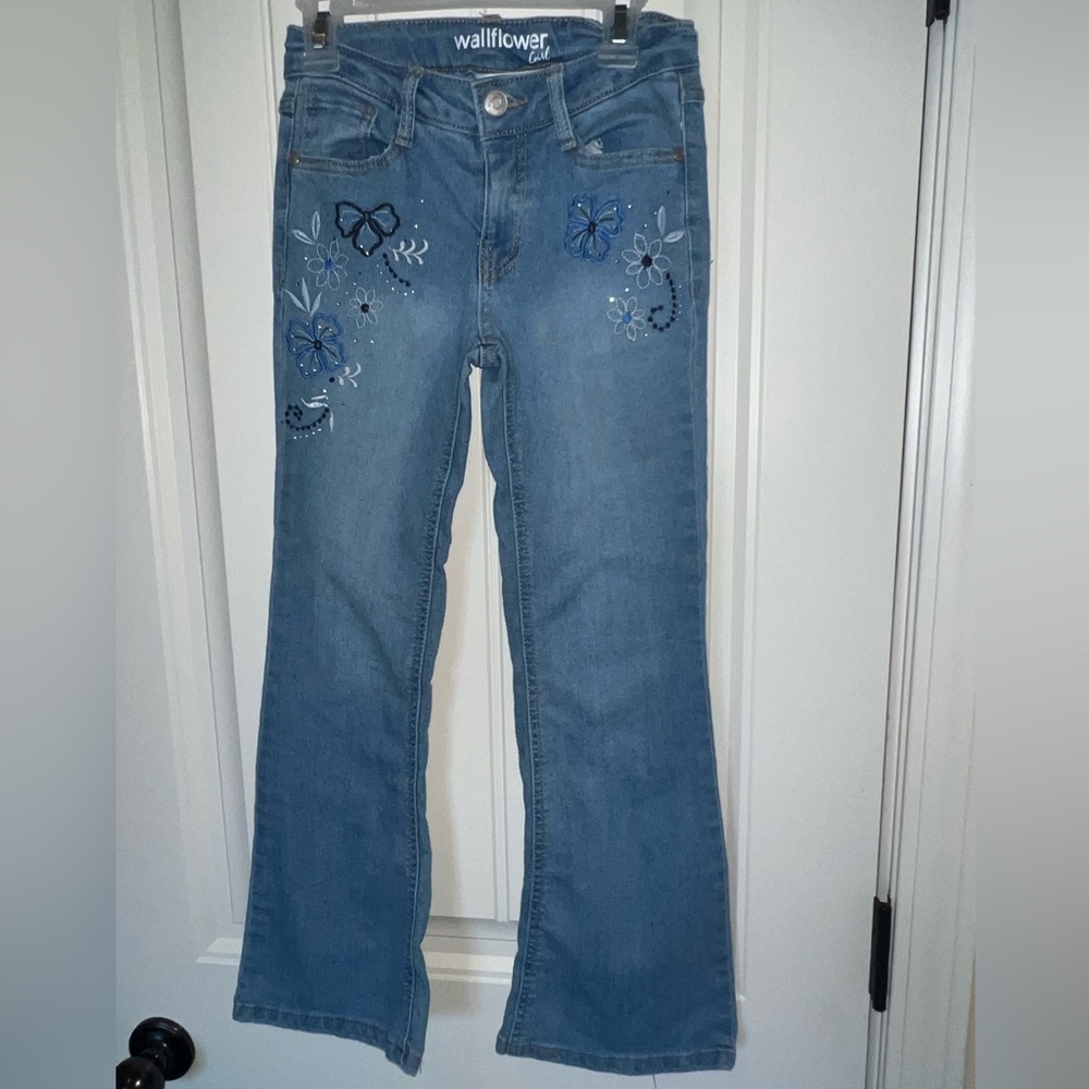 Women's Blue Embroidered Jeans